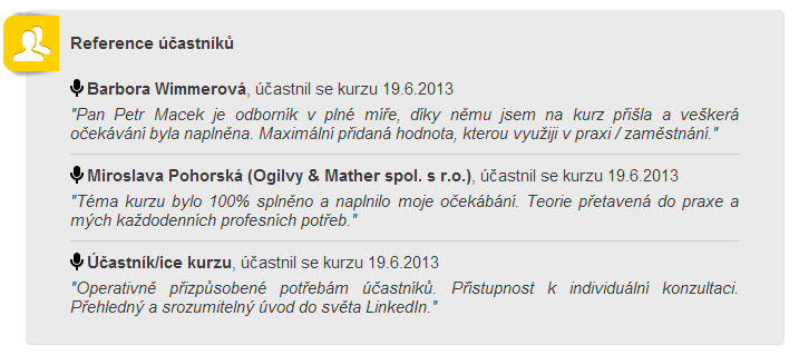 skoleni LinkedIn reference